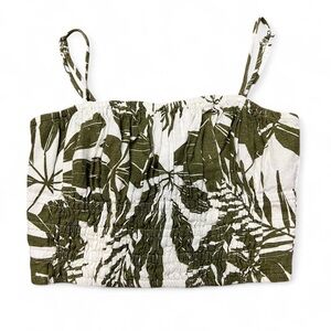 Abercrombie & Fitch Green and White Leaf Print Tank Top